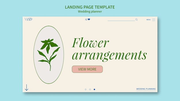 Free PSD hand drawn wedding planner landing page