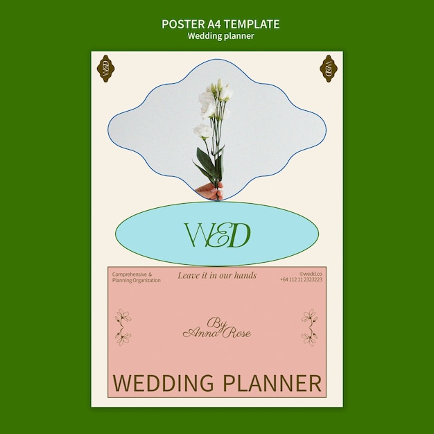 Free PSD hand drawn wedding planner poster template