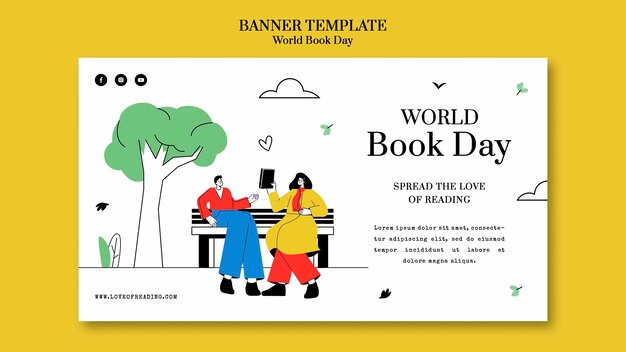 Hand drawn world book day banner template