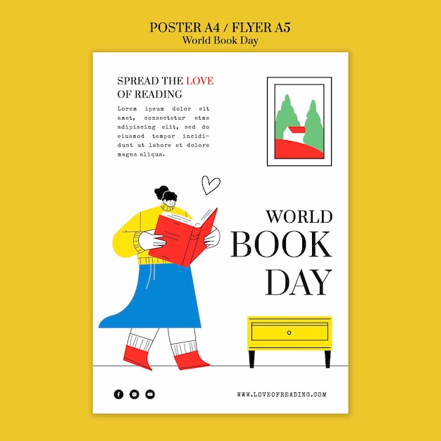 Hand drawn world book day poster template