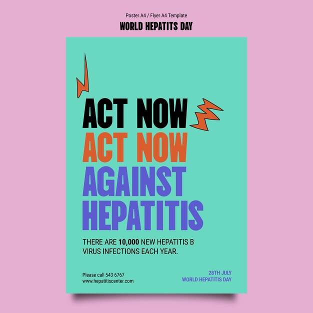 Hand drawn world hepatits day poster template