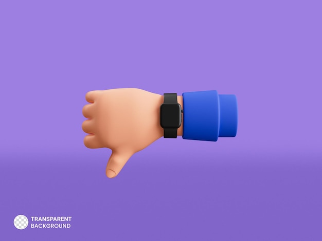 Free PSD hand gesture with wristwatch icon isolated 3d render illustration