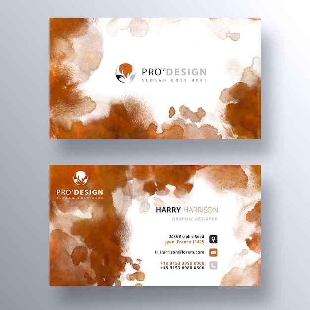 Free PSD hand painted watercolor psd business card template