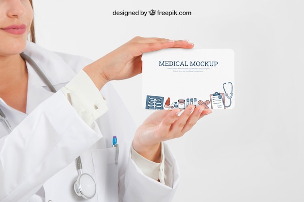 Free PSD hands holding medical mock up