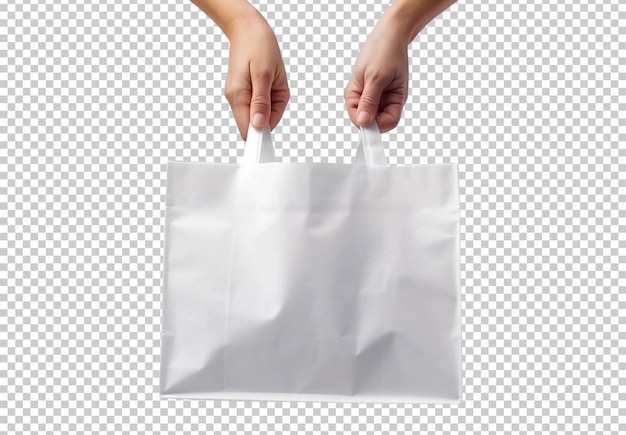 Free PSD hands holding white eco bag isolated on background