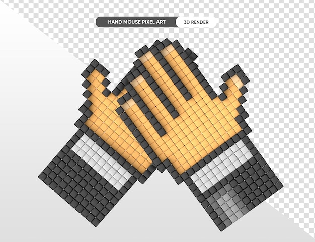 Free PSD hands in pixel art 3d render with transparent background