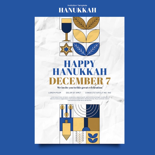 Free PSD hanukkah celebration invitation template