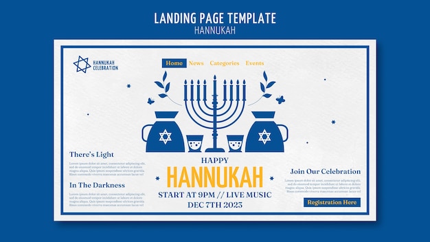 Free PSD hanukkah celebration  landing page template