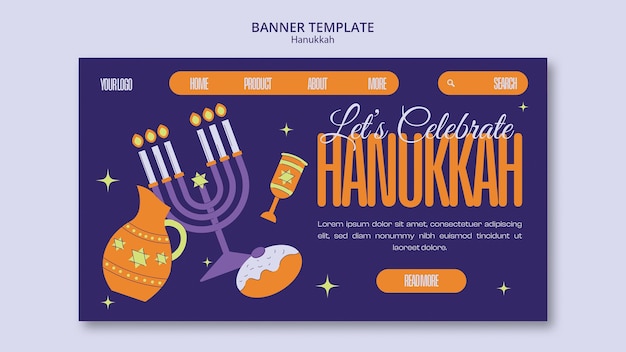 Free PSD hanukkah celebration landing page template