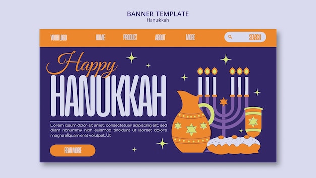 Free PSD hanukkah celebration landing page template