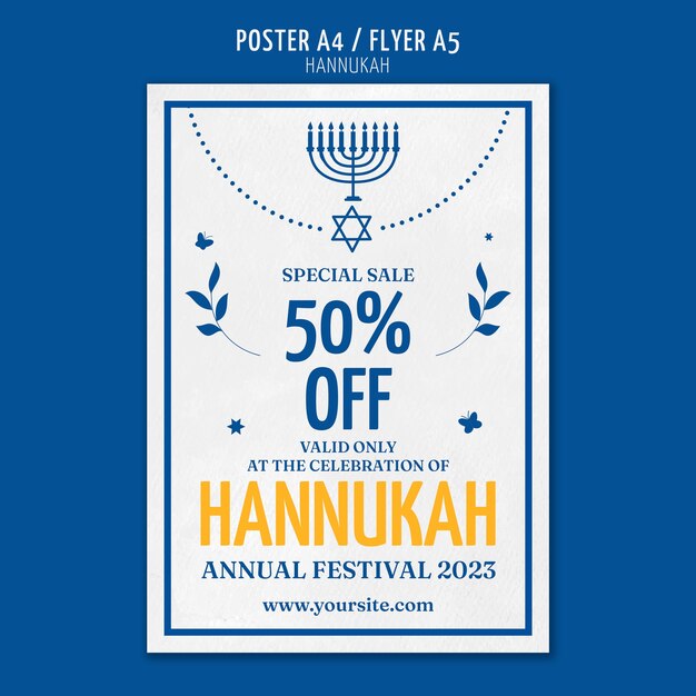 Free PSD hanukkah celebration  poster template