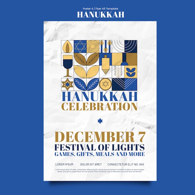 Free PSD hanukkah celebration poster template