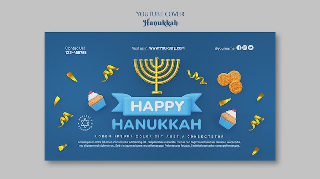 Free PSD hanukkah celebration youtube cover template