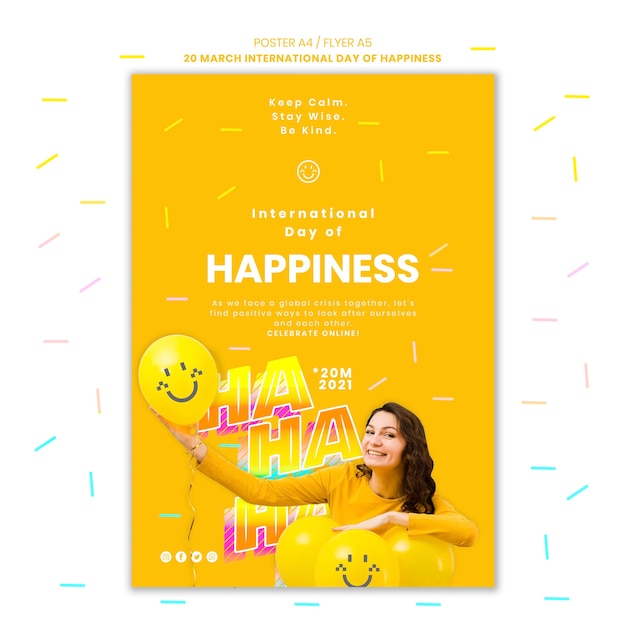 Free PSD happiness day poster template