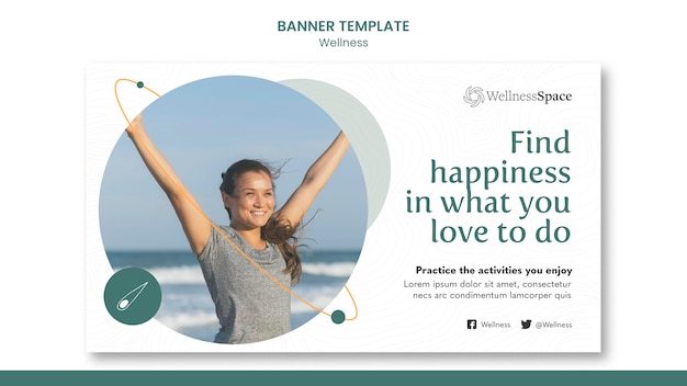 Free PSD happiness and wellness banner template design