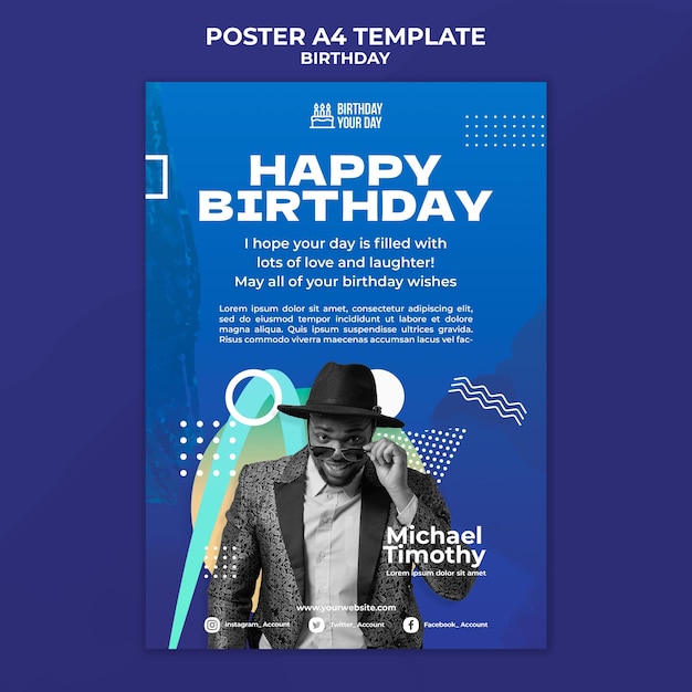 Happy birthday a4 poster template