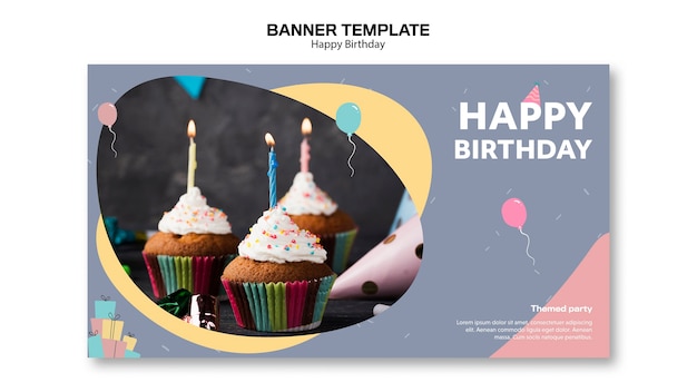 Free PSD happy birthday banner template