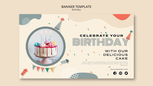 Free PSD happy birthday banner template