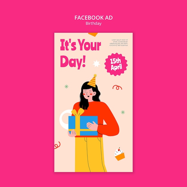 Free PSD happy birthday celebration facebook template