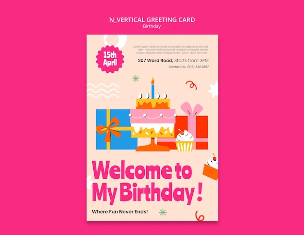 Free PSD happy birthday celebration greeting card