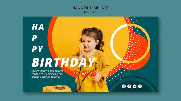 Free PSD happy birthday concept banner template