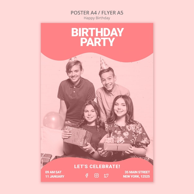 Free PSD happy birthday flyer template