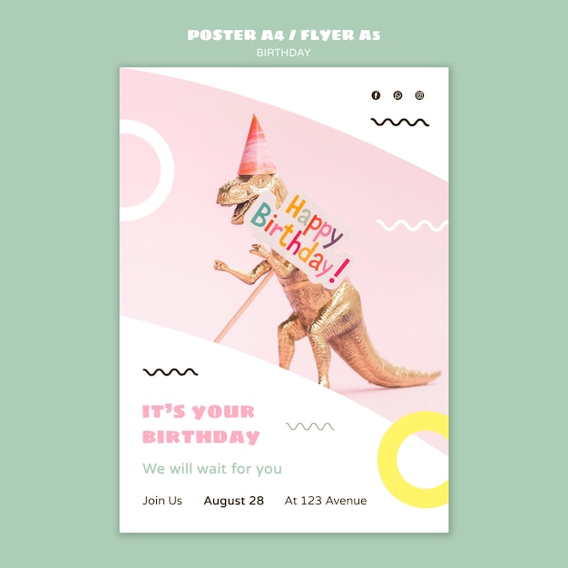 Free PSD happy birthday flyer template