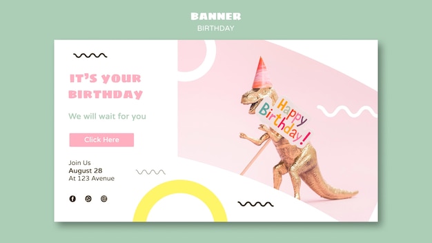 Free PSD happy birthday horizontal banner