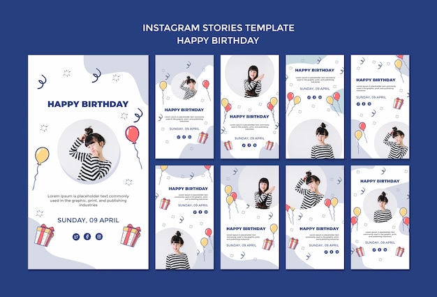 Free PSD happy birthday instagram stories template