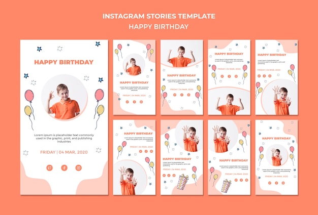 Free PSD happy birthday instagram stories template