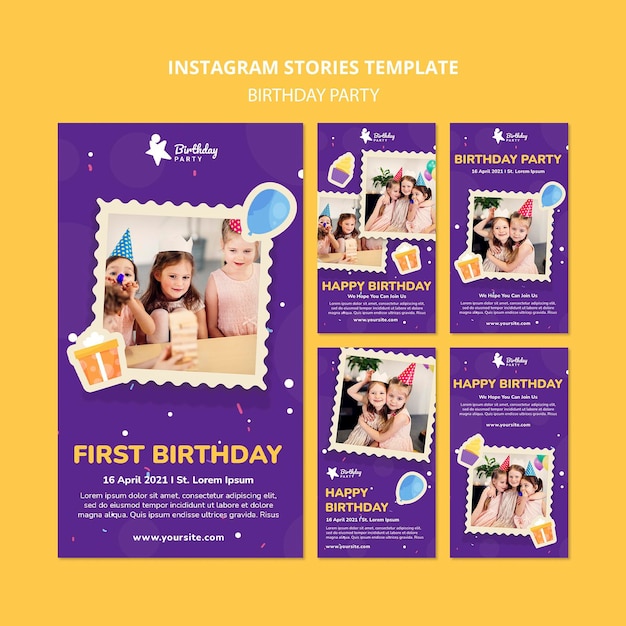 Free PSD happy birthday instagram stories template