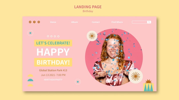 Happy birthday landing page template