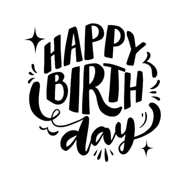 Happy birthday lettering illustration