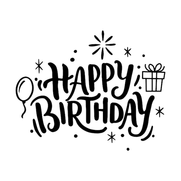 Free PSD happy birthday lettering illustration