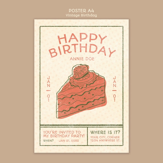 Free PSD happy birthday poster concept template