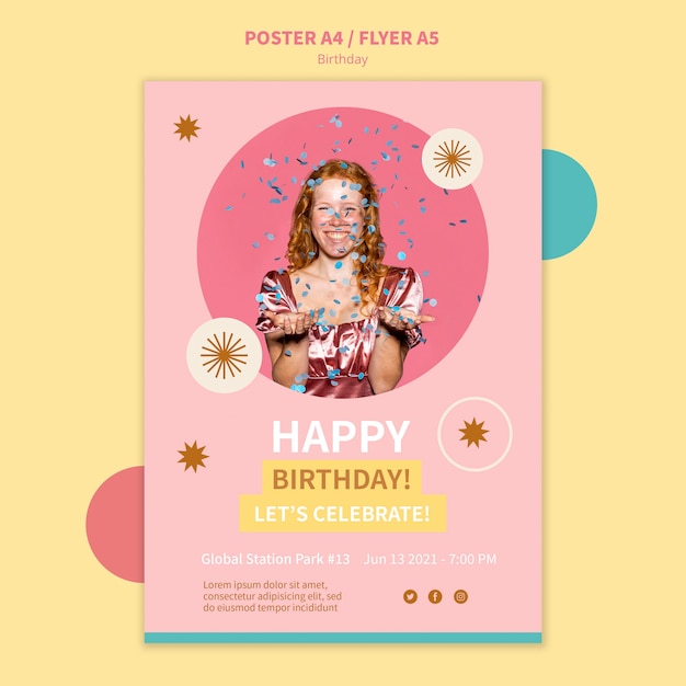 Happy birthday poster template