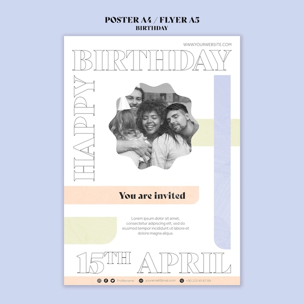 Free PSD happy birthday template design