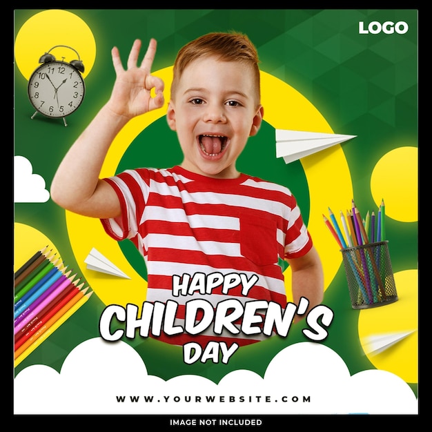 Free PSD happy children day social media design template