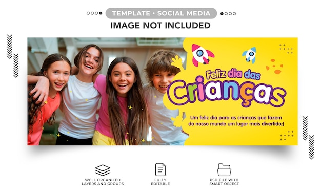 Happy Children's Day Instagram banner template for tributes