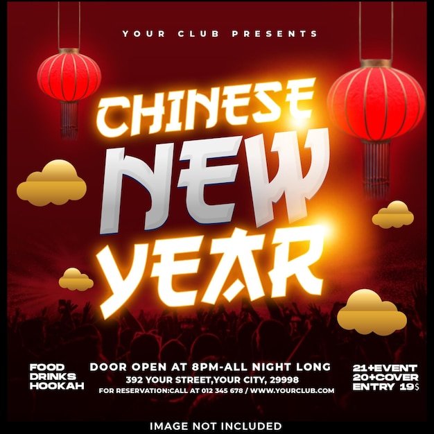 Free PSD happy chinese new year poster template