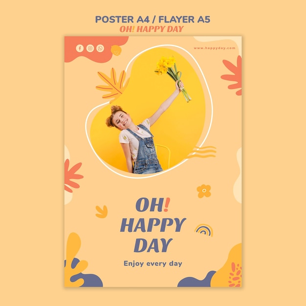 Free PSD happy day concept flyer style