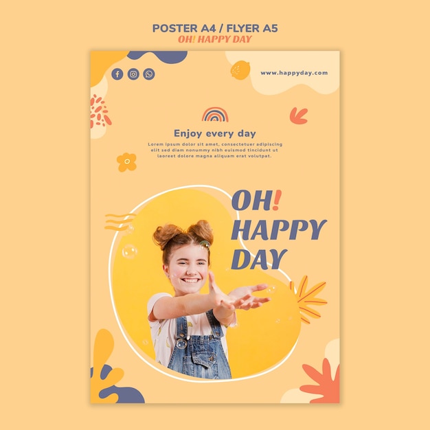 Free PSD happy day concept poster template