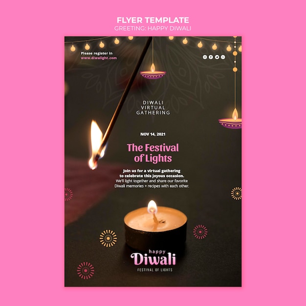 Free PSD happy diwali celebration flyer template