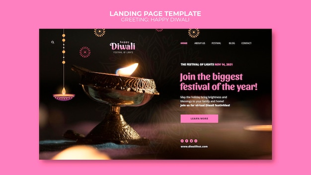 Free PSD happy diwali landing page template