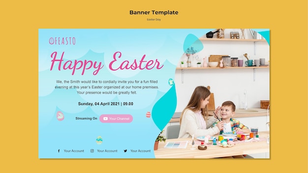 Free PSD happy easter banner template