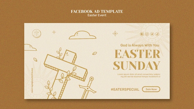 Happy easter celebration facebook template