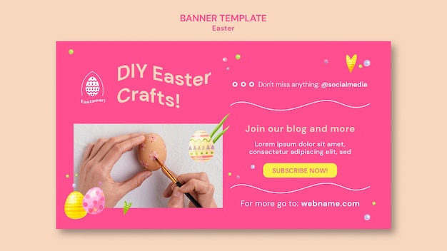 Free PSD happy easter celebration horizontal banner template