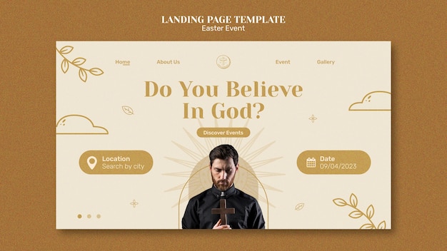 Free PSD happy easter celebration landing page