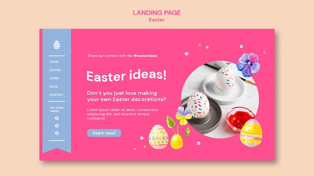 Free PSD happy easter celebration web template