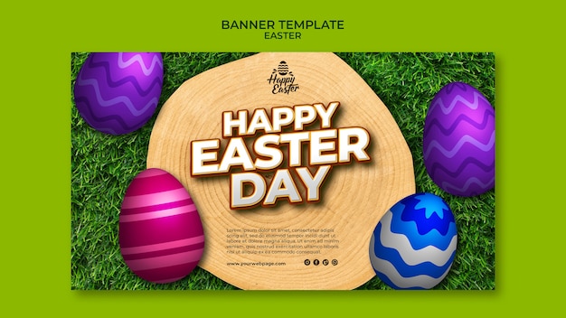 Free PSD happy easter day banner template